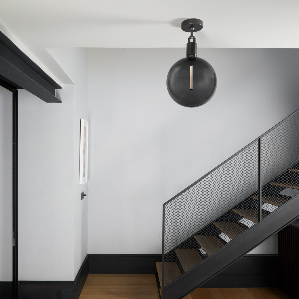 Forked Ceiling / Globe / Smoked / Large / Gun Metal