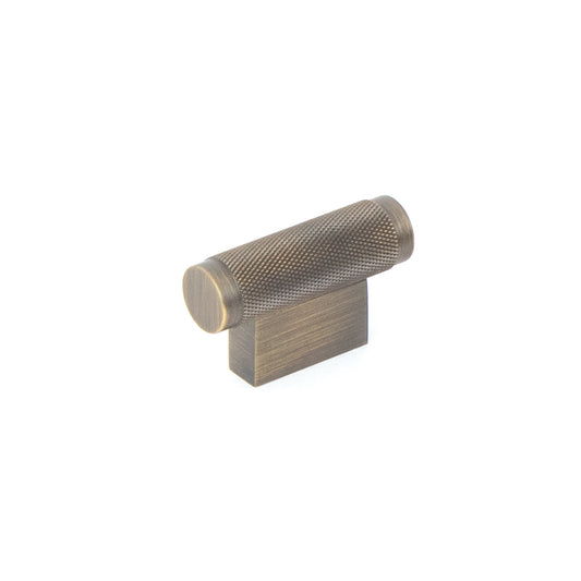Brighton Solid Brass Knurled T Knob Dark Brushed Brass 50mm