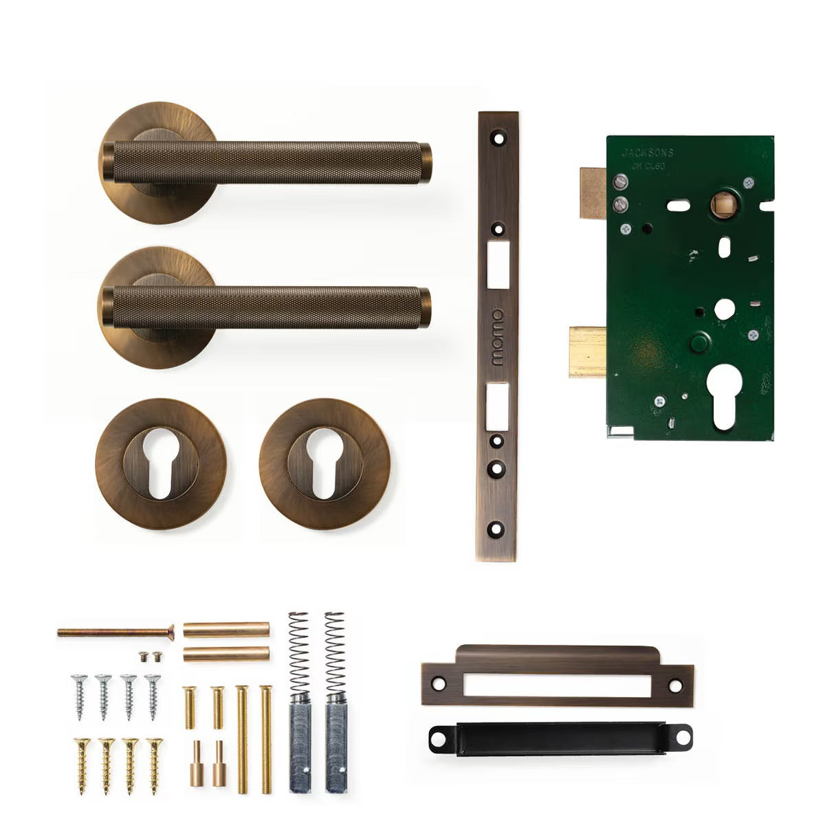 Bellevue Knurled Lever Mortice Entrance Set Bronze