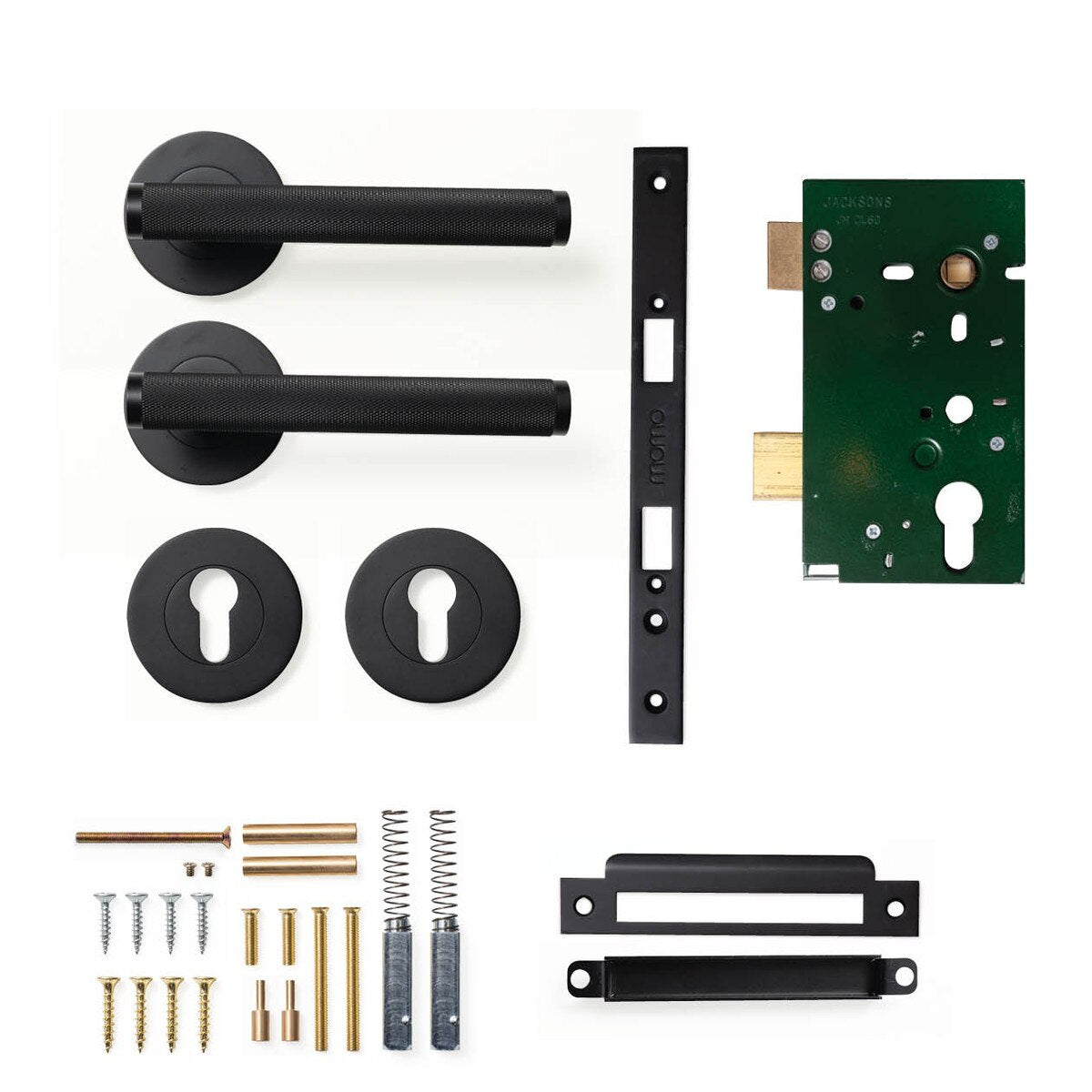 Bellevue Knurled Lever Mortice Entrance Set Matt Black