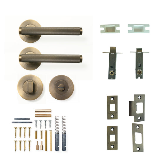 Bellevue Knurled Lever Privacy Set Dark Brushed Brass