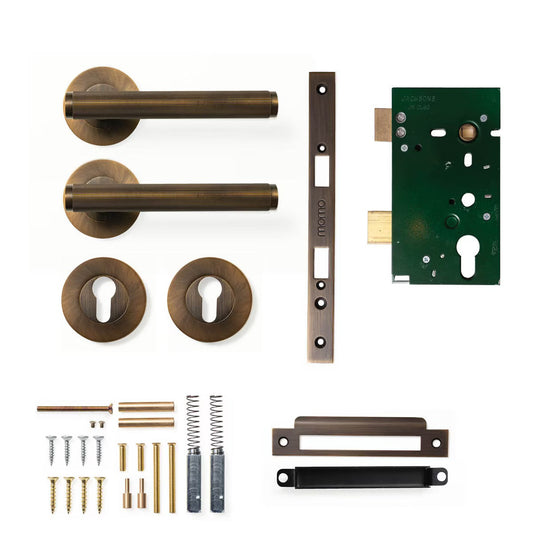 Bellevue Lined Lever Mortice Entrance Set Bronze