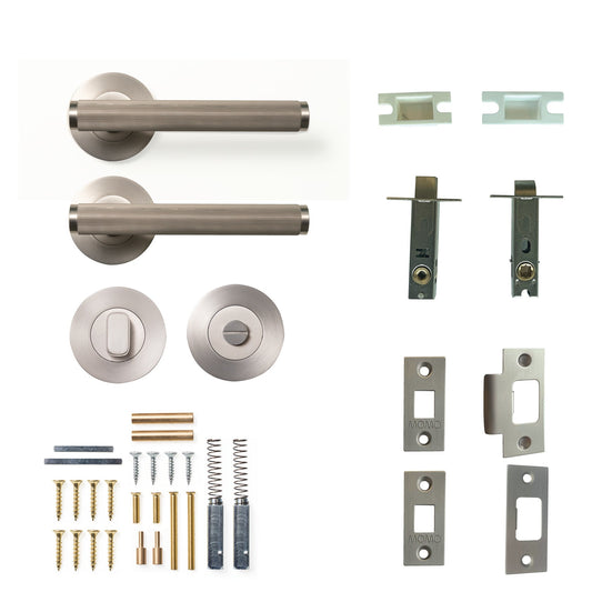 Bellevue Lined Lever Privacy Set Dull Brushed Nickel