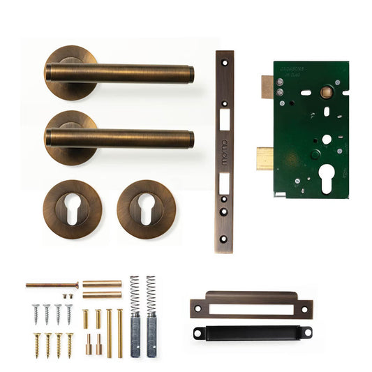 Bellevue Plain Lever Mortice Entrance Set Bronze