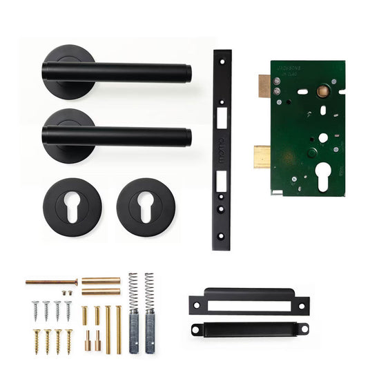 Bellevue Plain Lever Mortice Entrance Set Matt Black