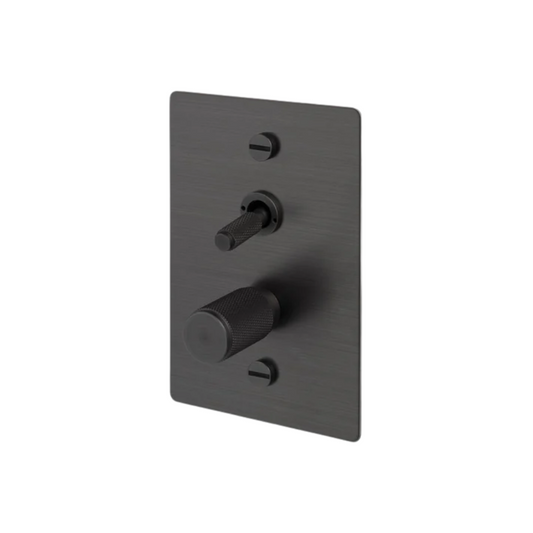 2G Toggle + Dimmer / Vertical / Cross / Smoked Bronze