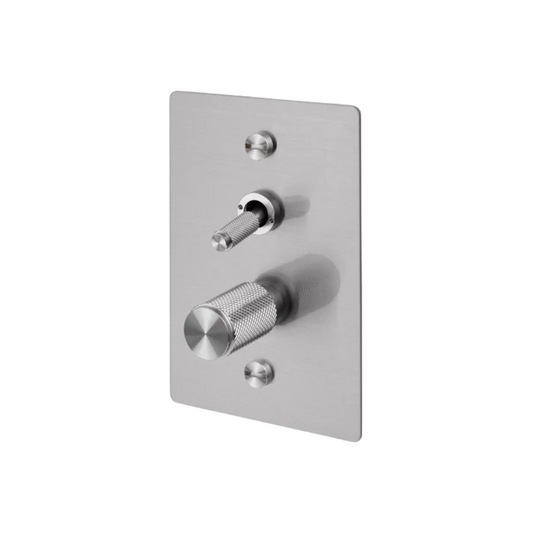 2G Toggle + Dimmer / Vertical / Cross / Steel
