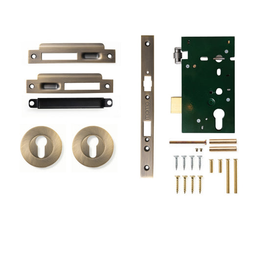 Roller Mortice Entrance Set Dark Brushed Brass