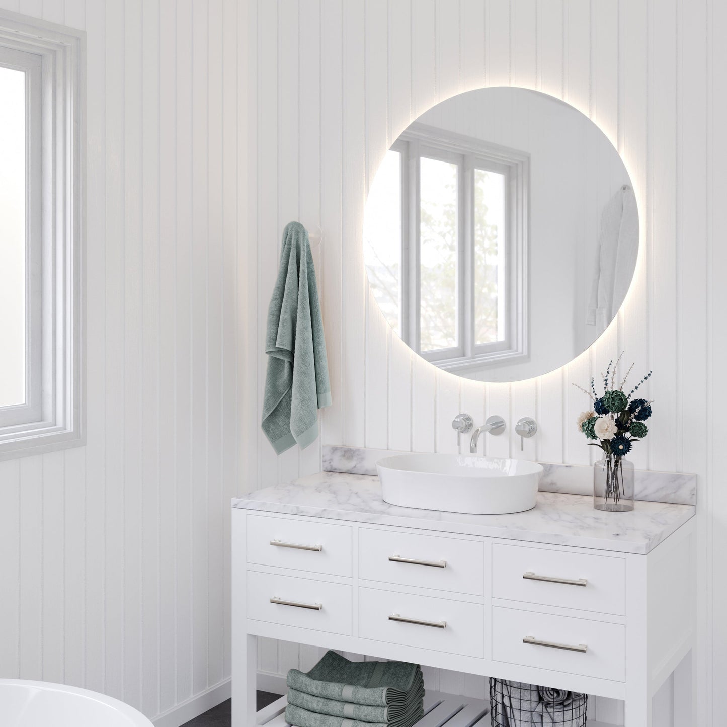 Fino 55 x 38 Above Counter Fireclay Basin Gloss White