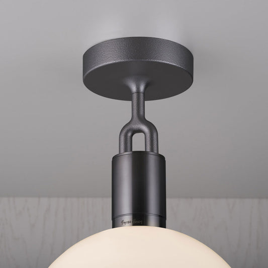 Forked Ceiling / Globe / Opal / Large / Gun Metal