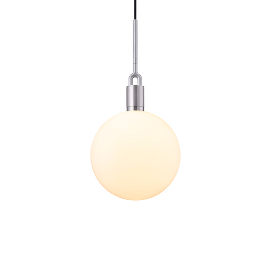 Forked Pendant / Globe / Opal / Large / Steel