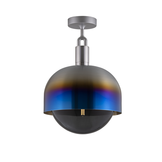 Forked Ceiling / Shade / Globe / Smoked / Large / Burnt Steel