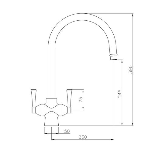 Gosford Double Sink Mixer Brushed Brass