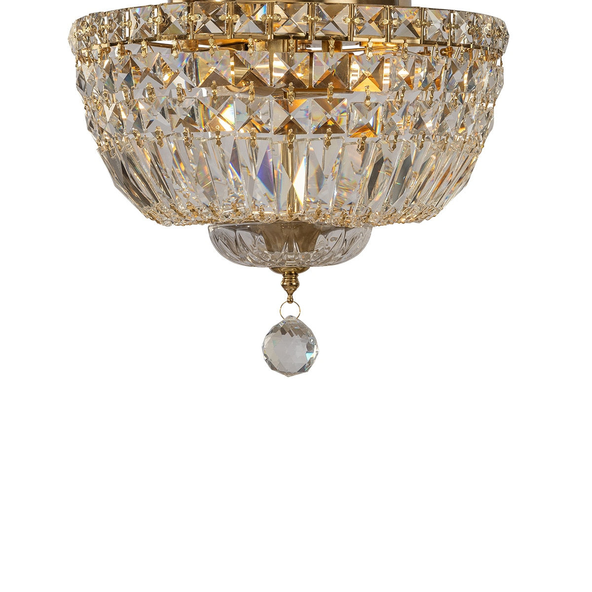 Classique Small 30cm 3 Light Flush Chandelier Satin Brass