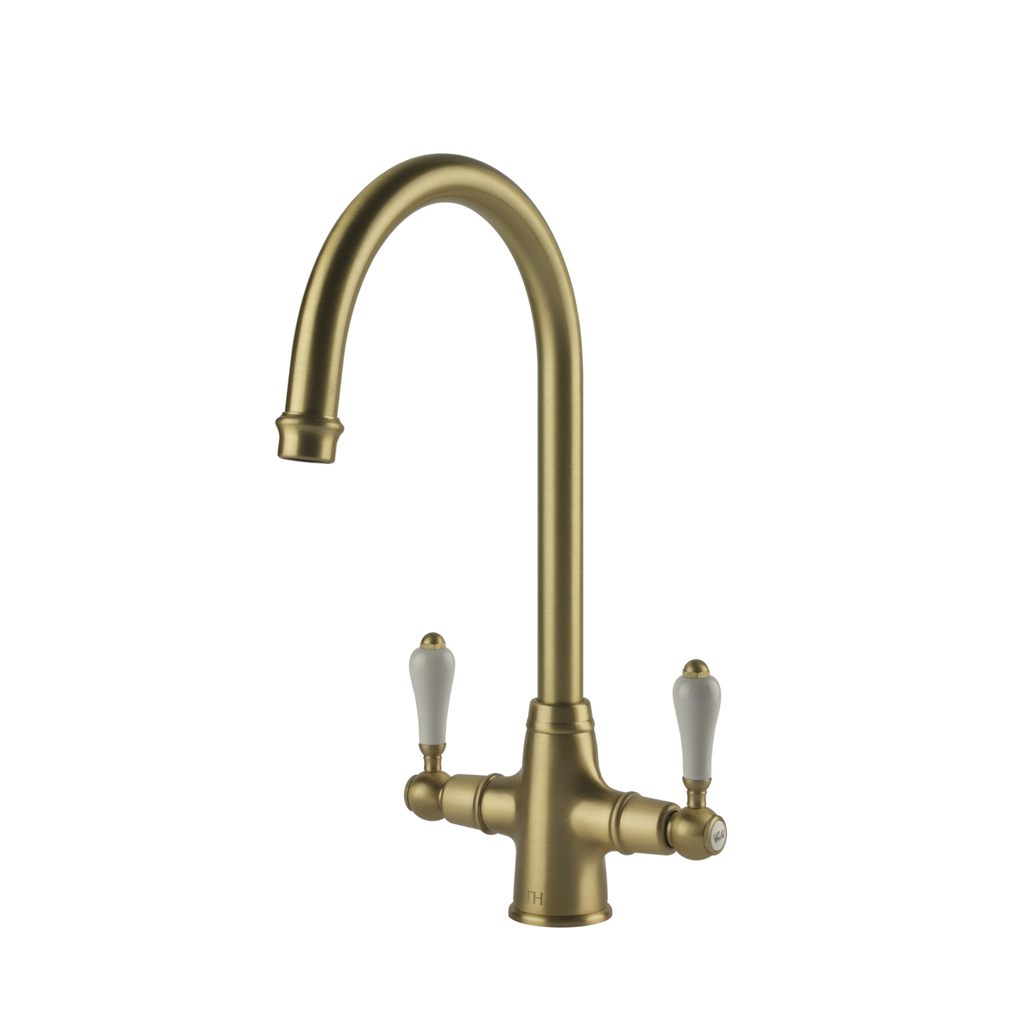 Ludlow Double Sink Mixer Brushed Brass