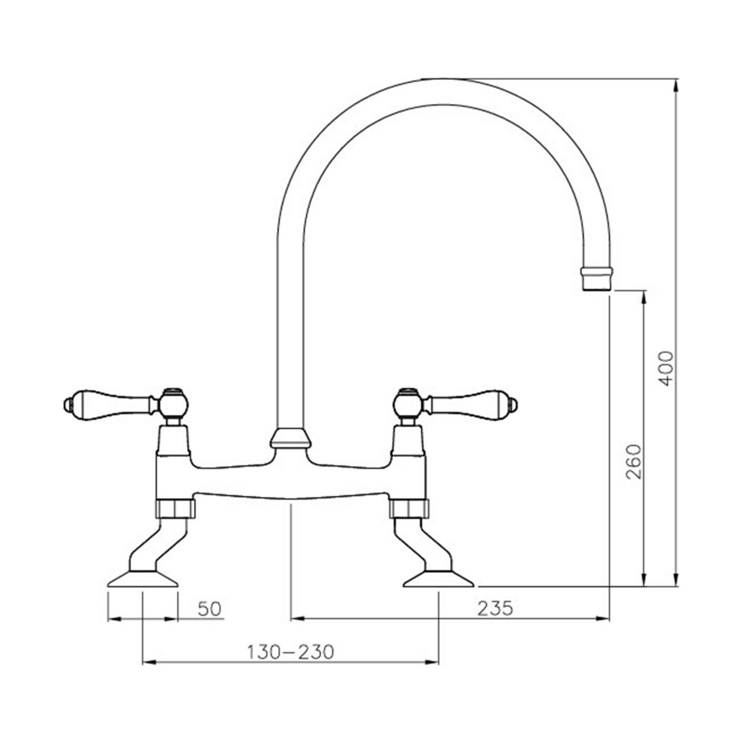 Ludlow Bridge Sink Mixer Brushed Brass
