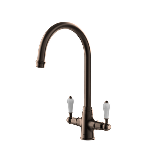 Ludlow Double Sink Mixer English Bronze