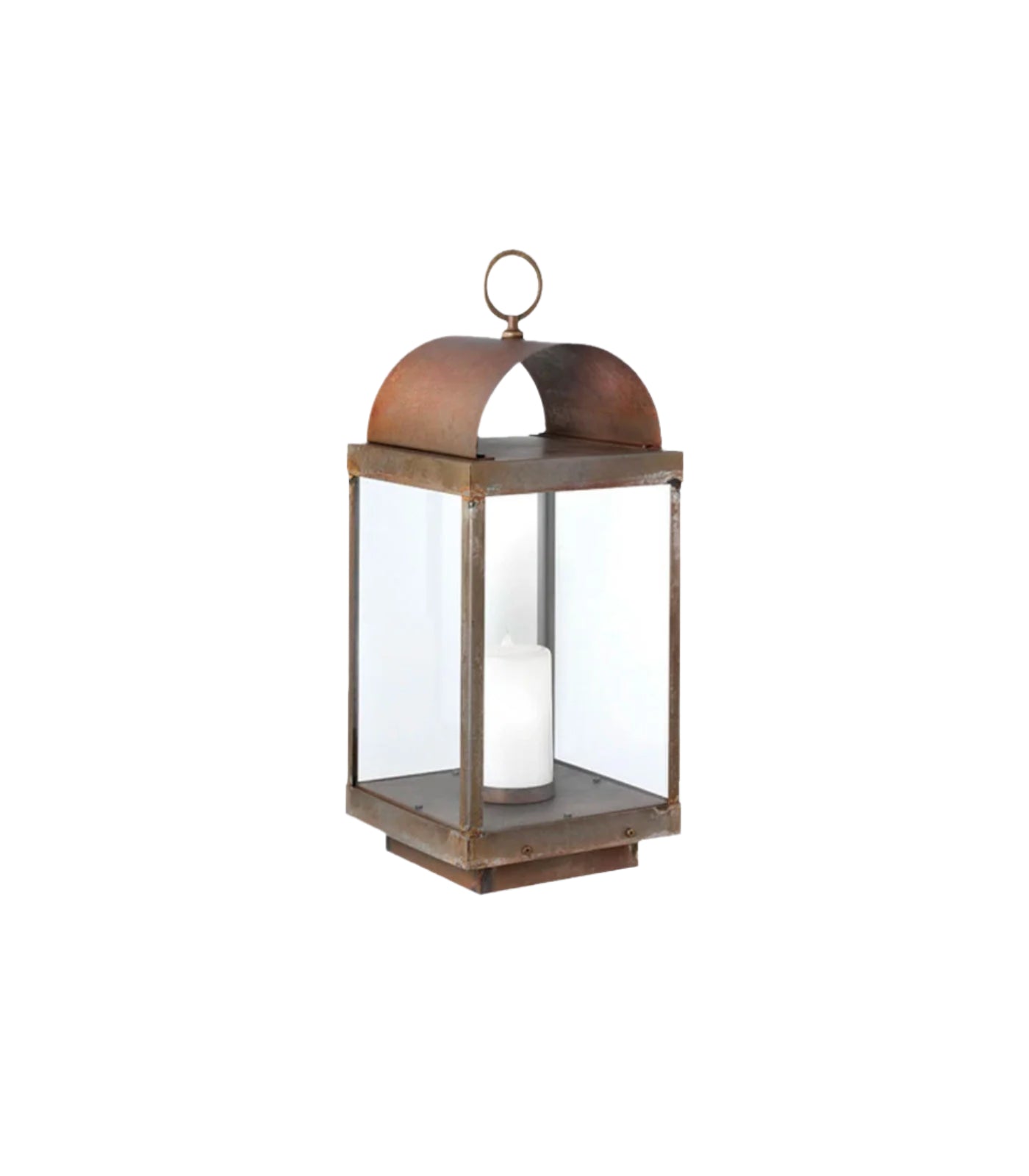 Brass outdoor floor lantern with candle-like fitting