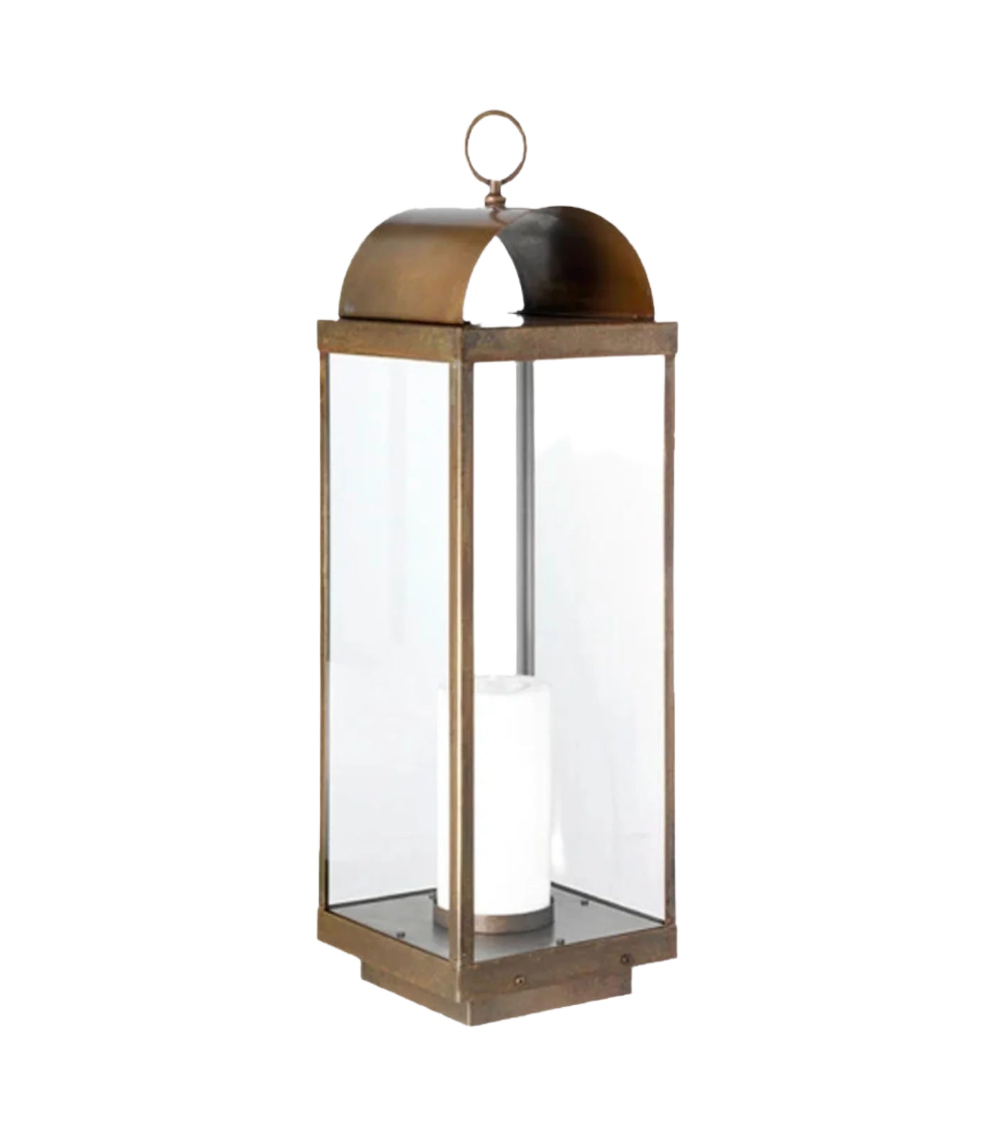 Outdoor floor lamp in antique brass with candle-like fitting