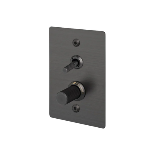 2G Toggle + Dimmer / Vertical / Linear / Smoked Bronze