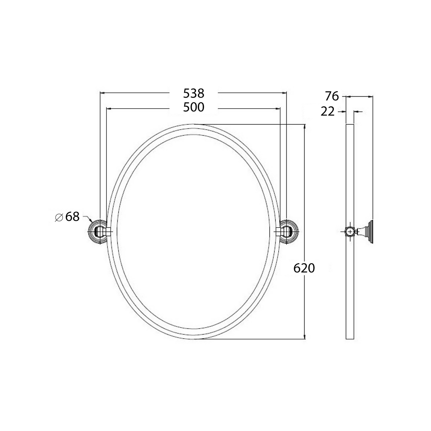 Mayer Pivot Oval Mirror Chrome