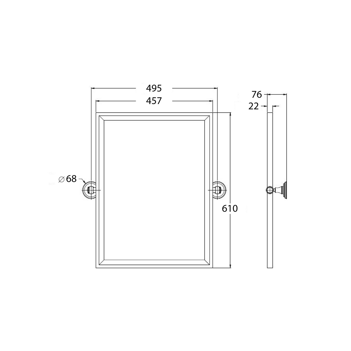 Mayer Pivot Rectangular Mirror Brushed Brass
