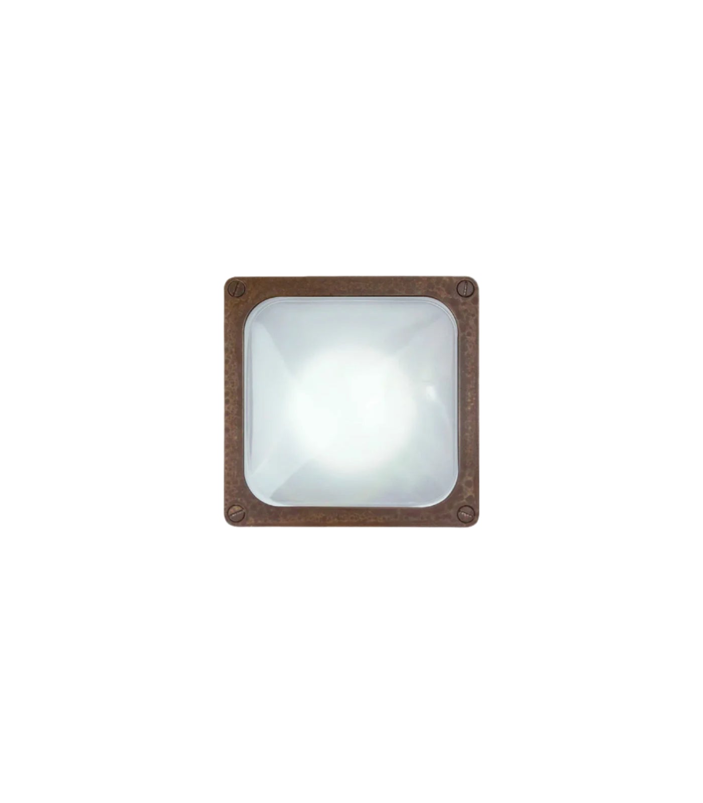 Marina Brass Plain Square Bunker Light with White Glass