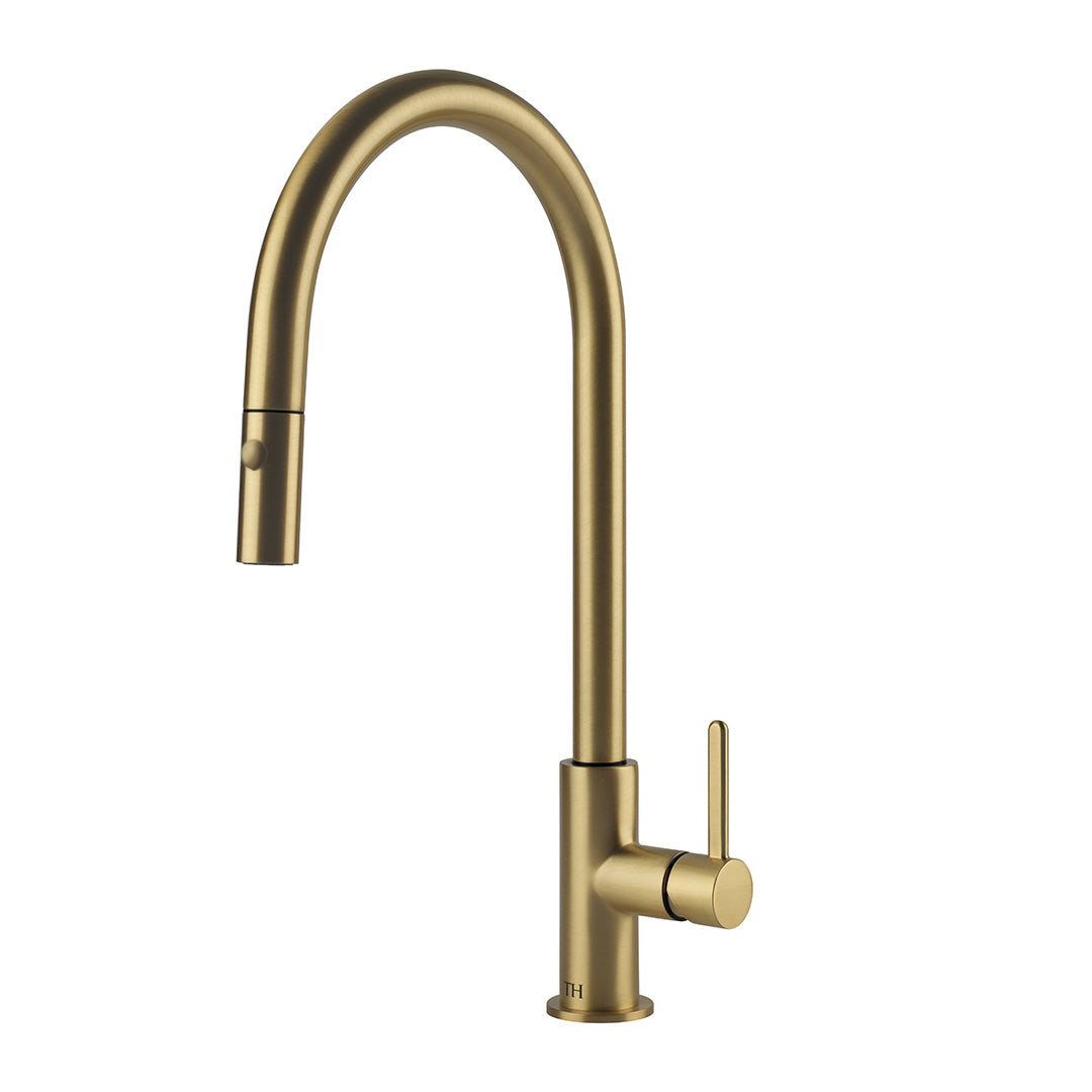 Naples Pull Out Sink Mixer Brushed Brass