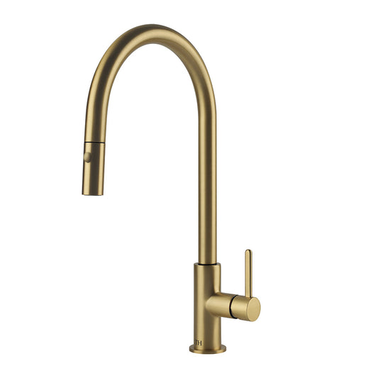 Naples Pull Out Sink Mixer Brushed Brass