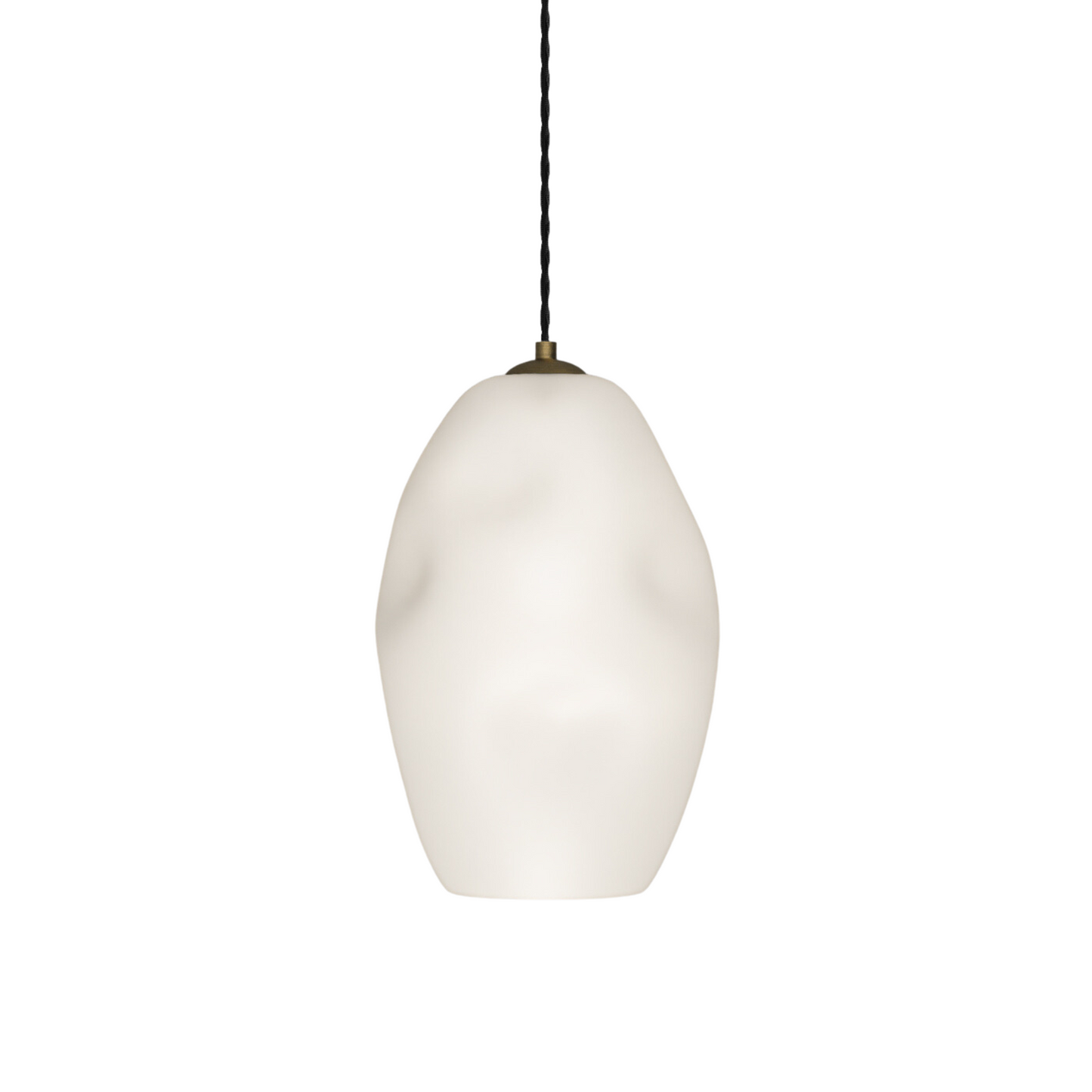Organic Mouth Blown Glass Pendant Large with Old Brass Suspension