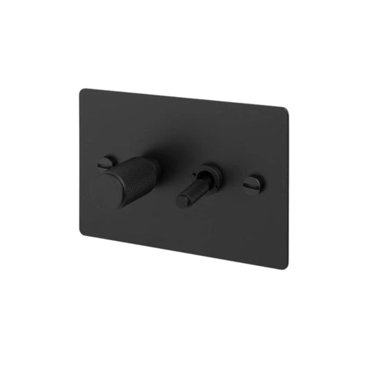 2G Toggle + Dimmer / Horizontal / Cross / Black
