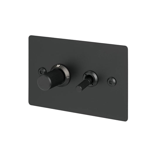 2G Toggle + Dimmer / Horizontal / Linear / Black