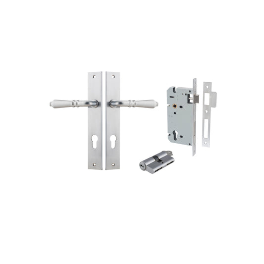 Sarlat Lever Rectangular Brushed Chrome Entrance Kit - Key/Key