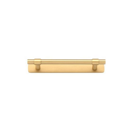 Helsinki Cabinet Pull with Backplate Brushed Brass CTC 128mm