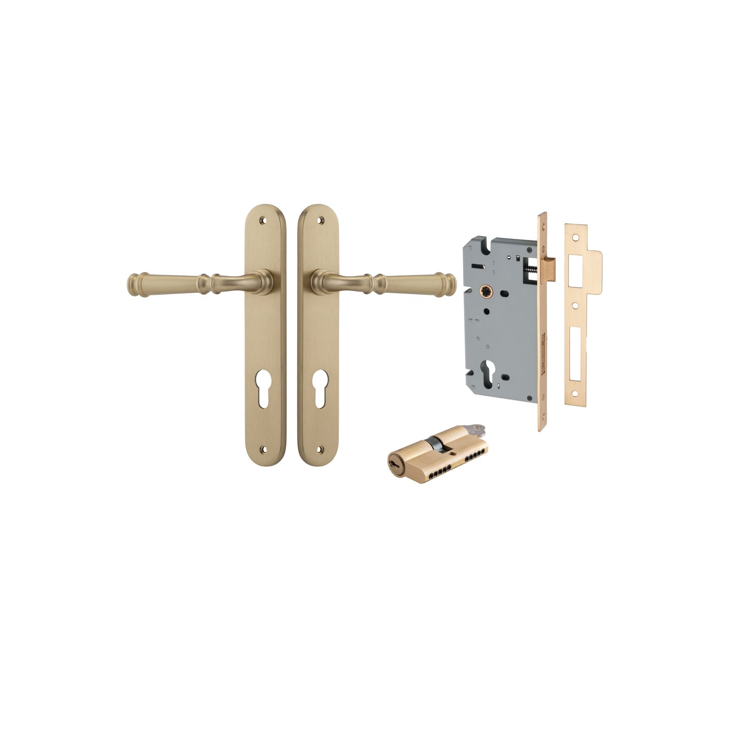 Verona Lever Oval Brushed Brass Entrance Kit - Key/Key