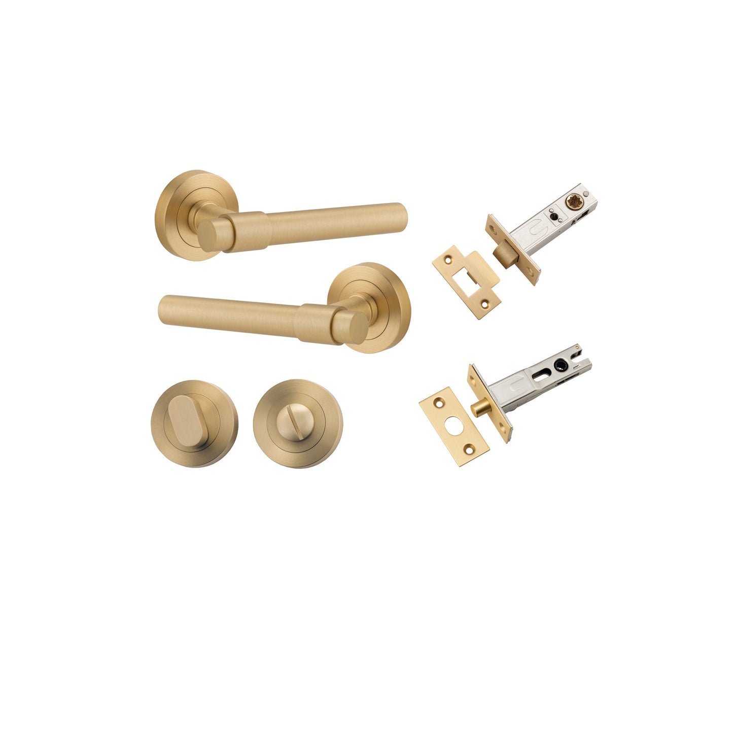 Helsinki Lever on Rose Brushed Brass Privacy Kit