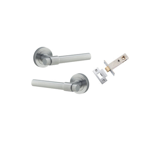 Helsinki Lever on Rose Brushed Chrome Passage Kit