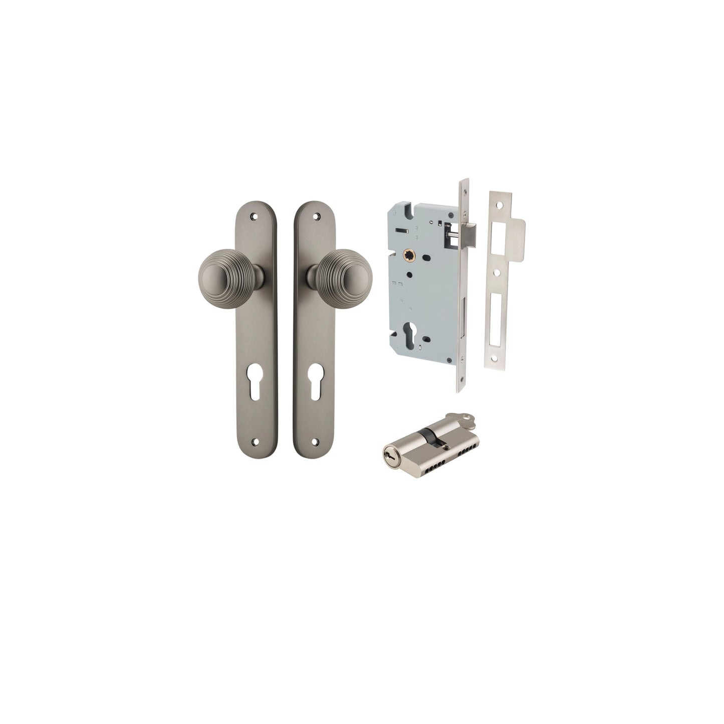 Guildford Knob Oval Satin Nickel Entrance Kit - Key/Key