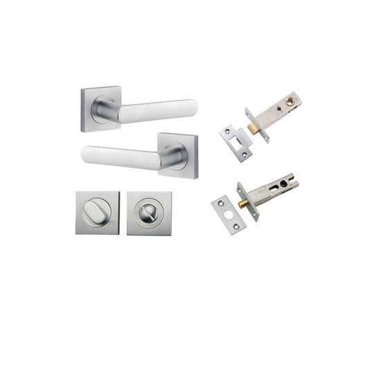 Osaka Lever on Square Rose Brushed Chrome Privacy Kit