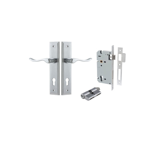 Stirling Lever Stepped Brushed Chrome Entrance Kit - Key/Key