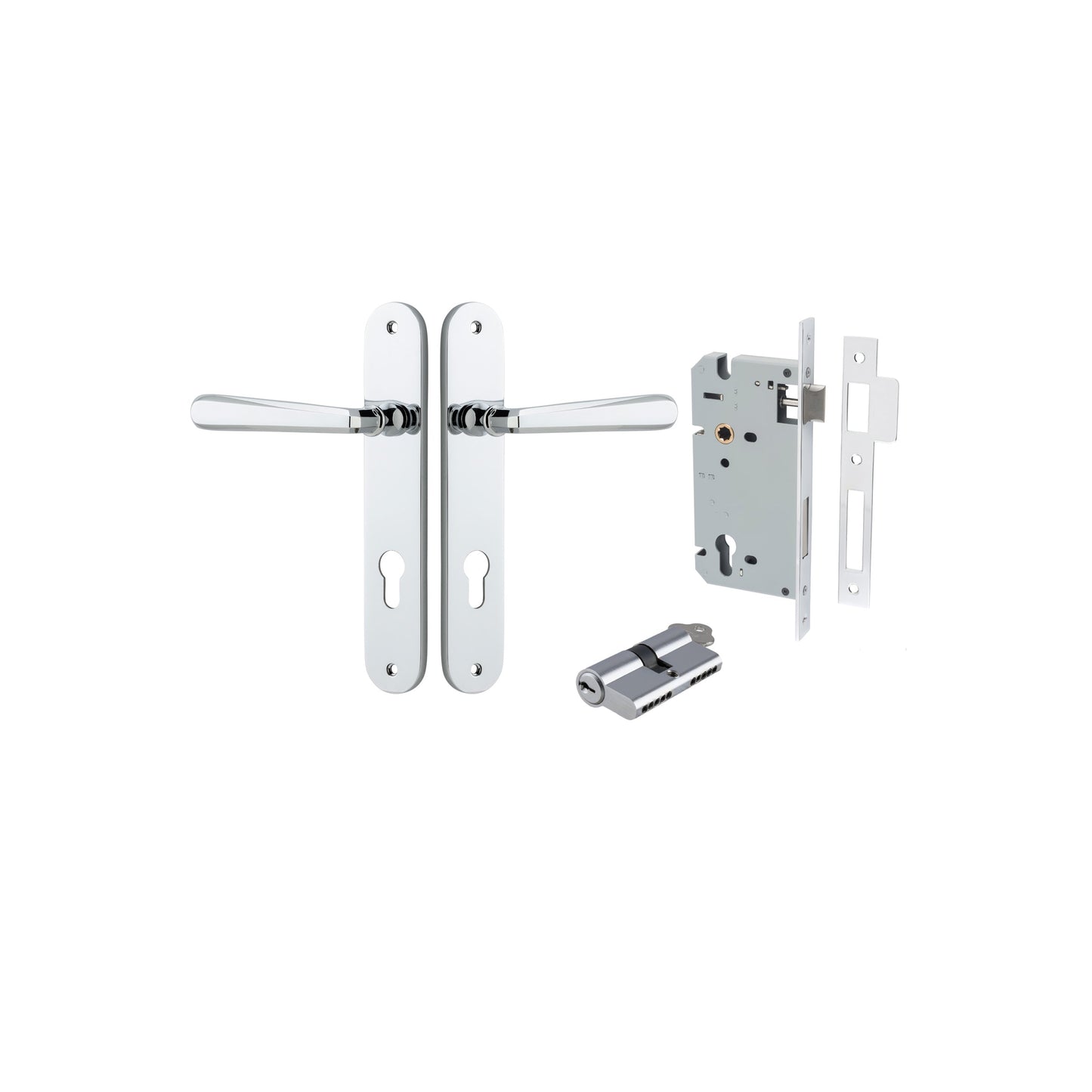Copenhagen Lever Oval Polished Chrome Entrance Kit - Key/Key