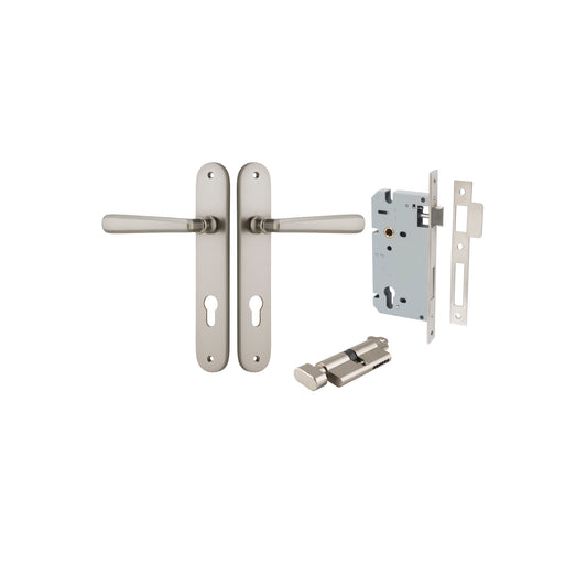 Copenhagen Lever Oval Satin Nickel Entrance Kit - Key/Thumb Turn