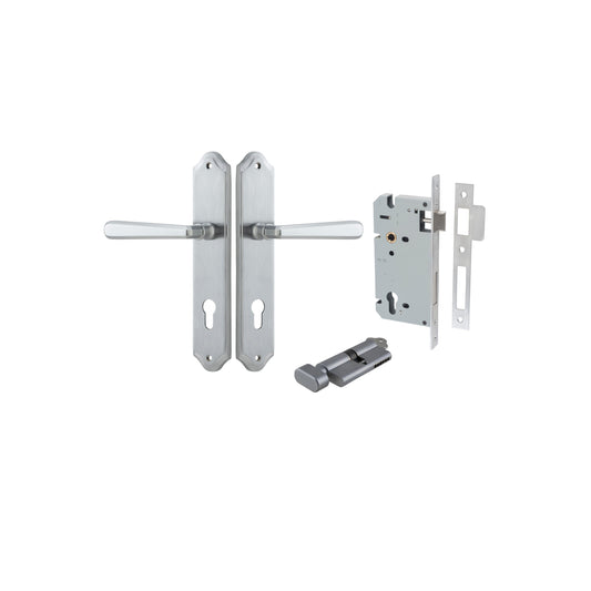 Copenhagen Lever Shouldered Brushed Chrome Entrance Kit - Key/Thumb Turn