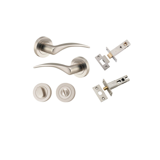 Oxford Lever on Rose Satin Nickel Privacy Kit