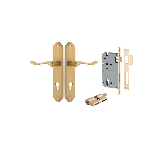 Stirling Lever Shouldered Brushed Brass Entrance Kit - Key/Key