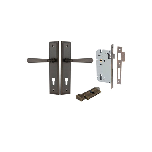 Copenhagen Lever Stepped Signature Brass Entrance Kit - Key/Thumb Turn