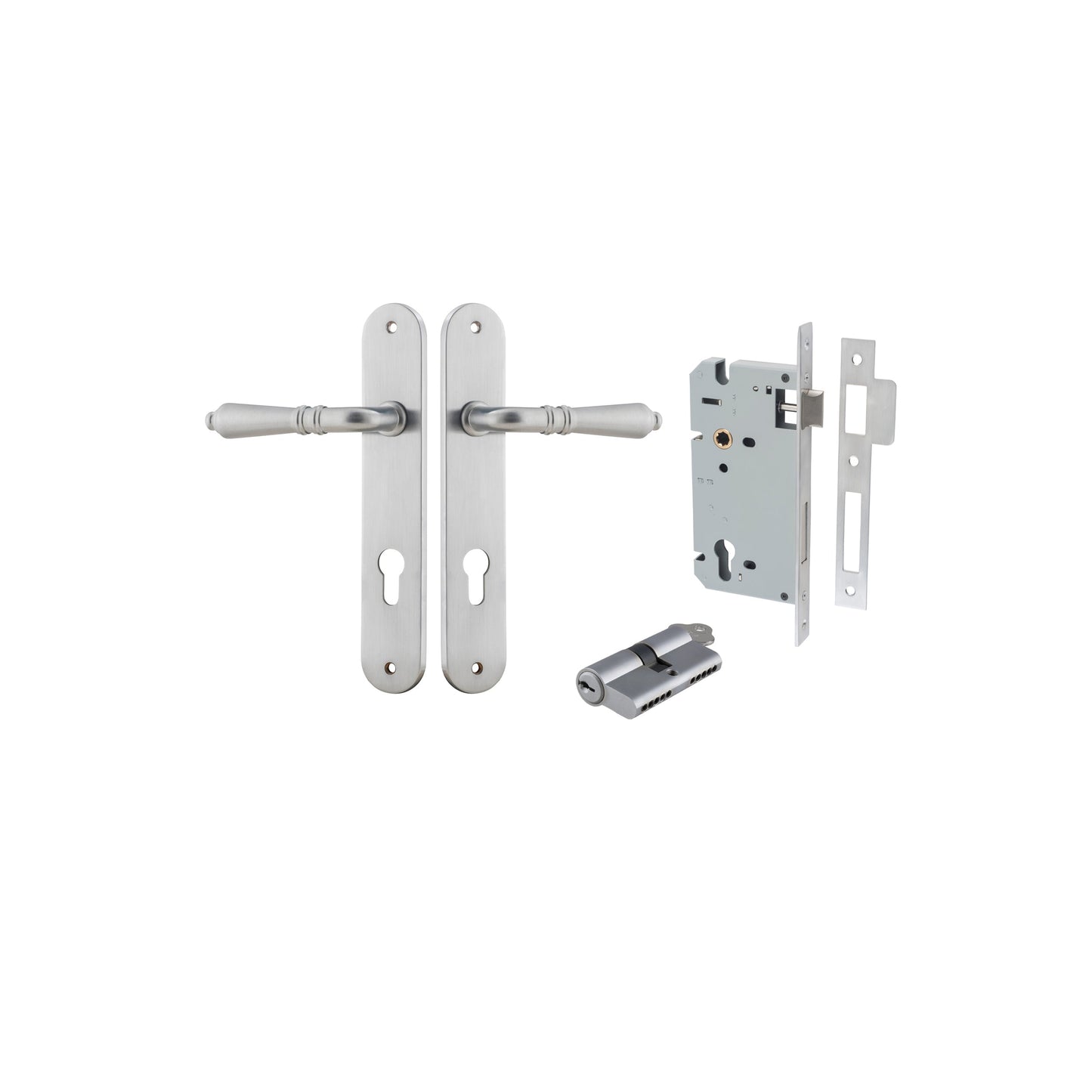 Sarlat Lever Oval Brushed Chrome Entrance Kit - Key/Key