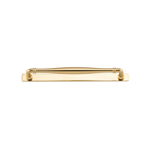 Sarlat Cabinet Pull with Backplate Polished Brass CTC 256mm