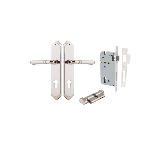 Sarlat Lever Shouldered Polished Nickel Entrance Kit - Key/Thumb Turn