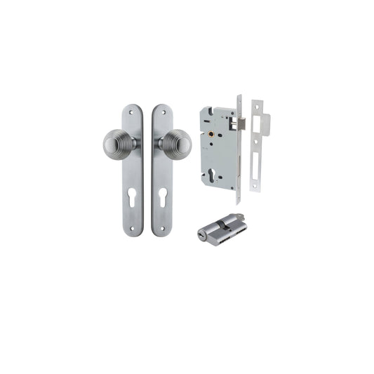 Guildford Knob Oval Brushed Chrome Entrance Kit - Key/Key